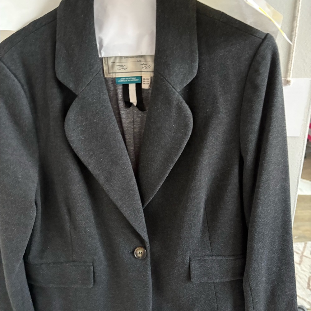 Anthropologie Black Blazer Structured Suit Jacket